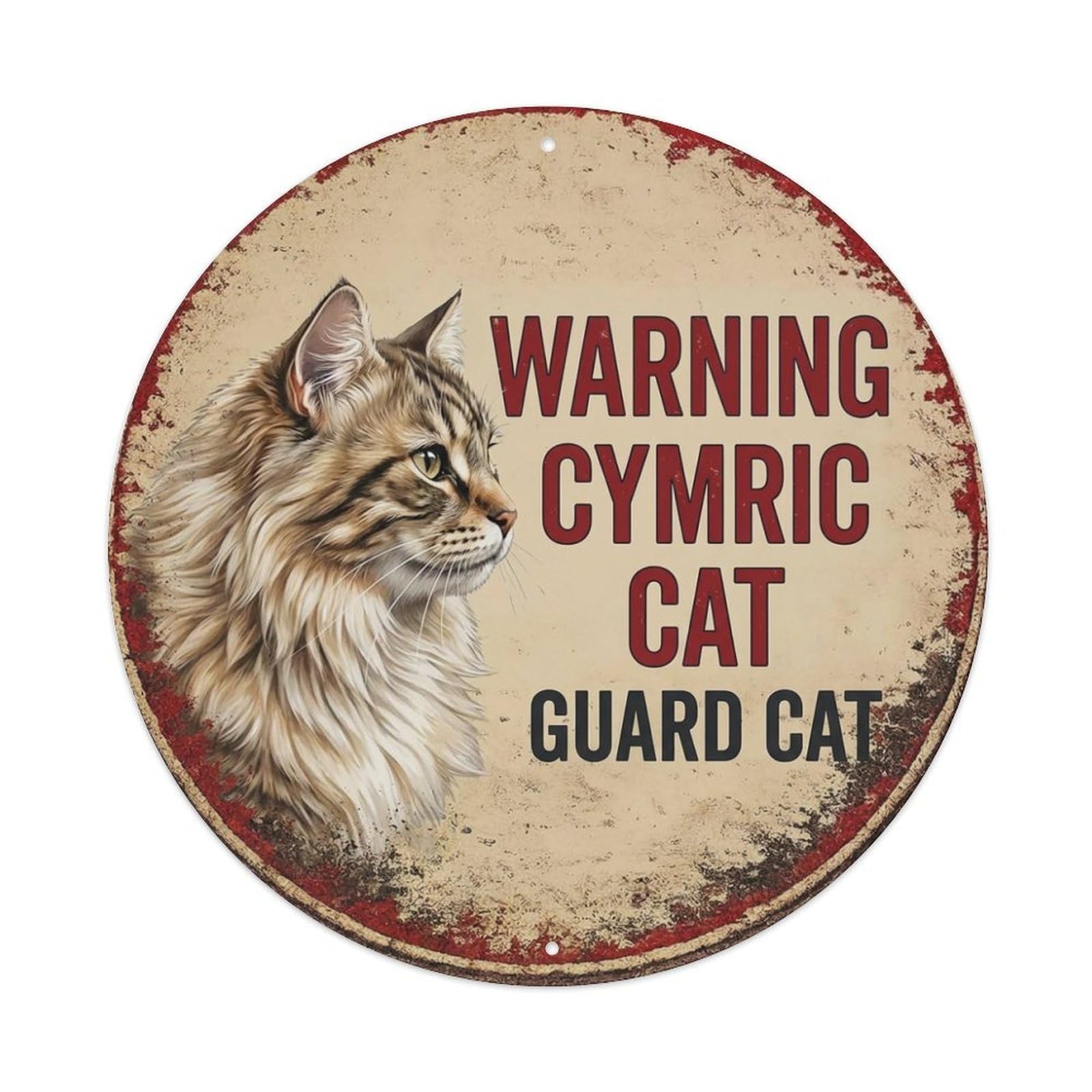 Tgrcjimh Style Metal Tin Sign Vintage Warning Cymric Cat