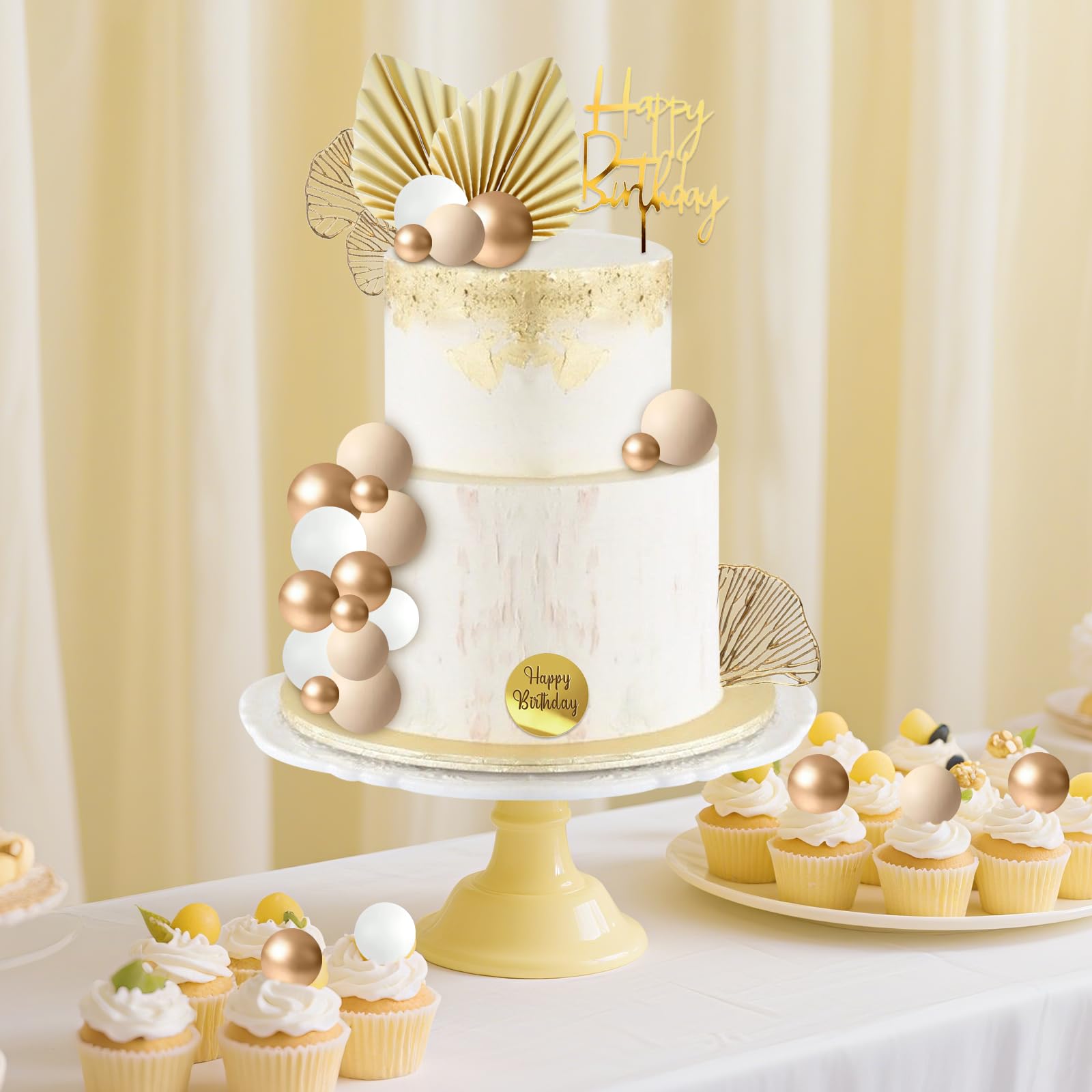 Ercadio 1 Lot De Décorations De Gâteau « Happy Birthday » En Nid D'abeille Pour Gâteau D'anniversaire Sur Le Thème Des Abeilles Pour Anniversaire