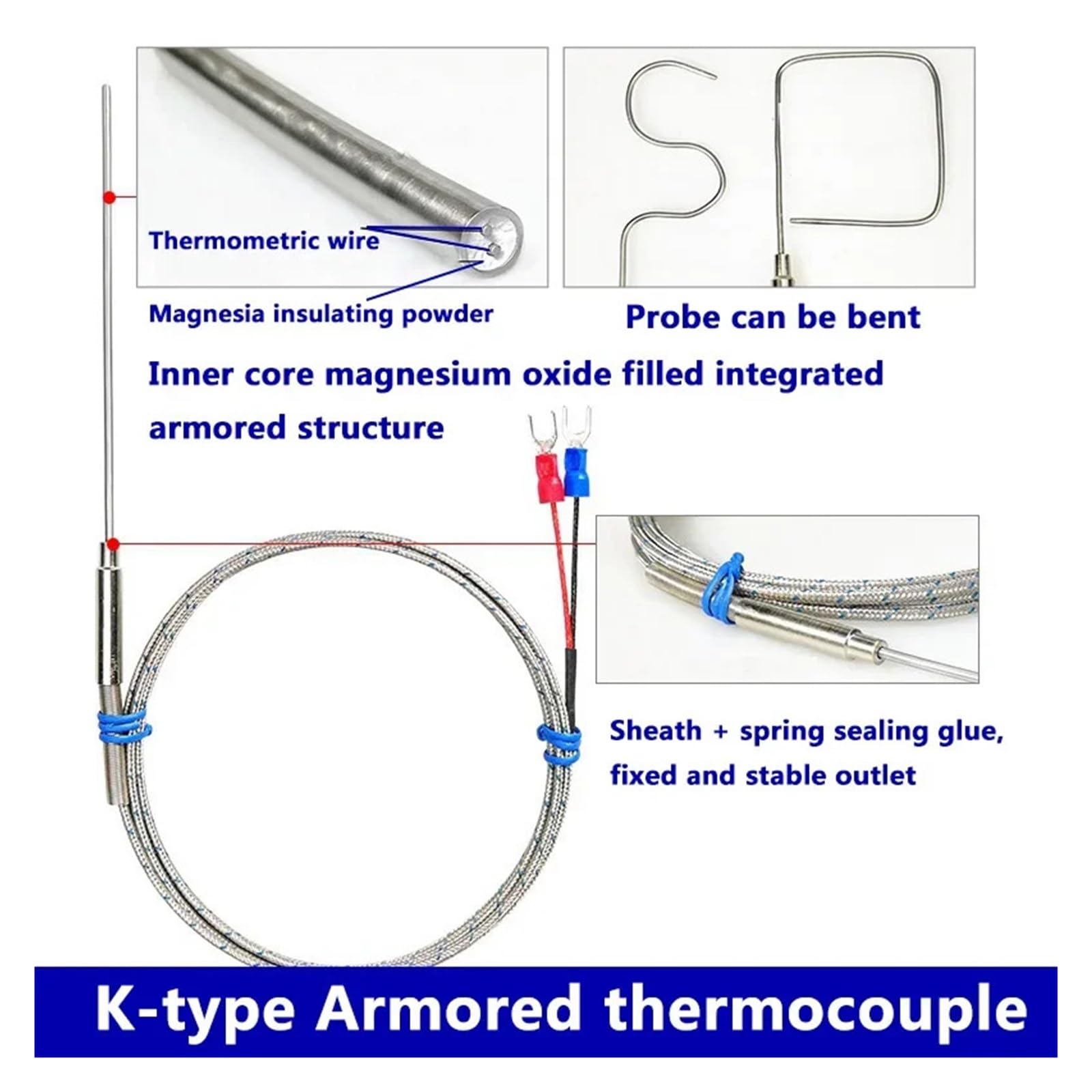 Sensor de temperatura termopar enfundado PT100/K