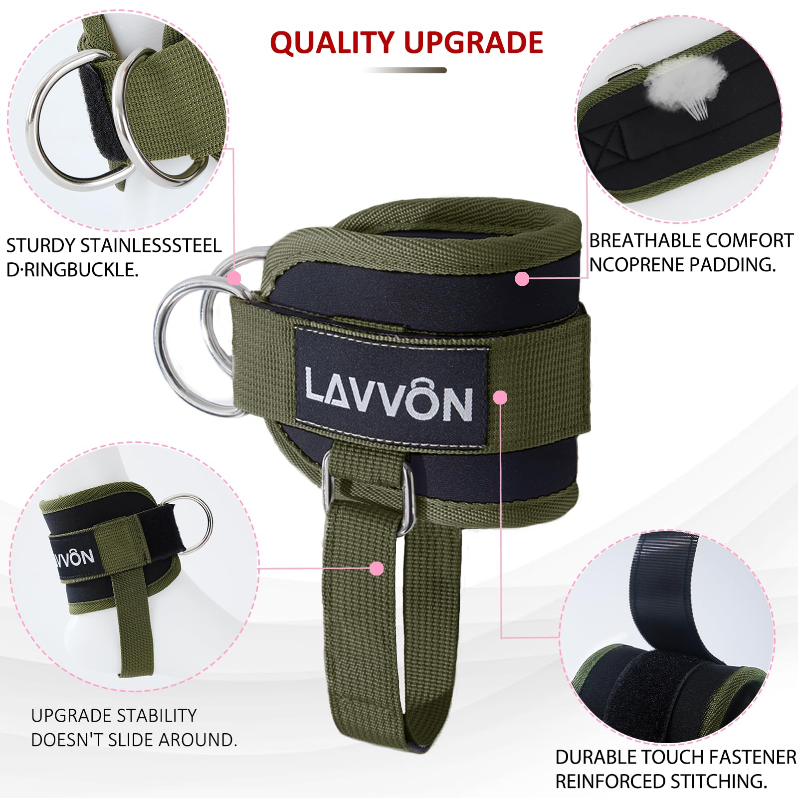 Sangle Cheville Musculation Poulie - Attaches de Câble Réglables pour Salle de Sport, Ankle Straps pour Fessiers et Extensions Jambes
