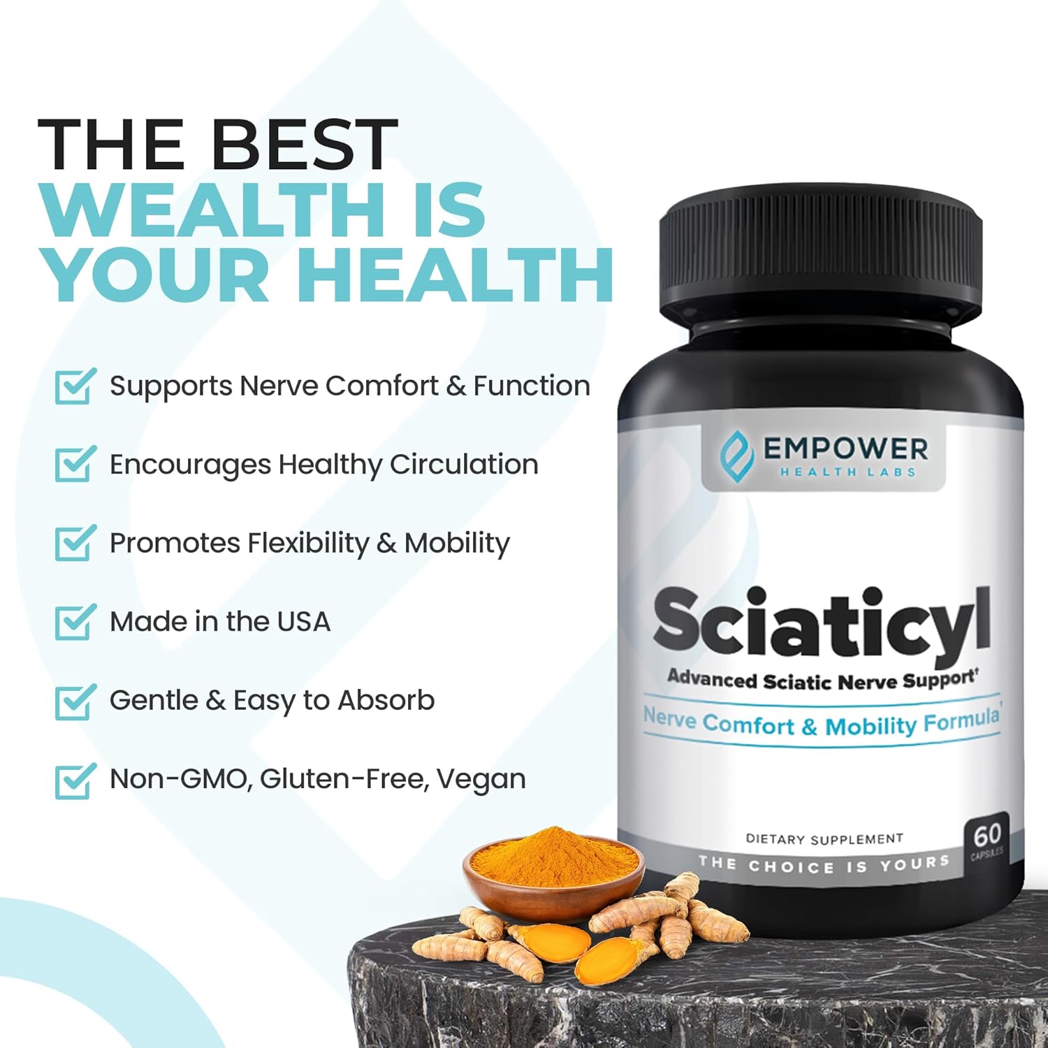 Sciaticyl – Nerve Support Supplement with B1, B6, B12, Magnesium, NAC, ALC & Alpha Lipoic Acid – Supports Nerve Function, Mobility, Comfort & Circulation – 60 Capsules - Image 4