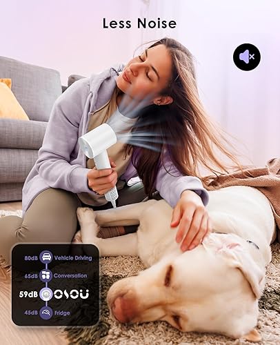 Miniatura 7 de Secador de pelo con difusor para mujer, secador de pelo iónico negativo para cabello rizado, secador de pelo de alta velocidad con motor sin