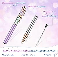 Vista 3 de HESTYA - 16 piezas de bolígrafos de glitter con cristales brillantes, bolígrafos de arena líquida dinámica y repuestos, tinta negra metálica