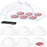 HOMKULA 8-Pack Outdoor Food Covers: 2 XXL 40x25in & 6 Large 17x17in Mesh Tents - Pop-Up Collapsible Bug Screens for Picnics, BBQs, Parties