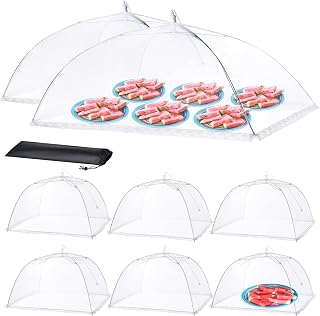 HOMKULA 8-Pack Food Covers for Outdoors: 2 XXL 40x25in Mesh Tents & 6 Large Pop-Up Screens for Picnics BBQs