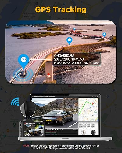 Miniatura 8 de Cámara de salpicadero, cámara de tablero 4K para automóviles con visión nocturna, cámara de tablero WiFi/GPS integrada, cámara IPS de 3.5 pulgadas