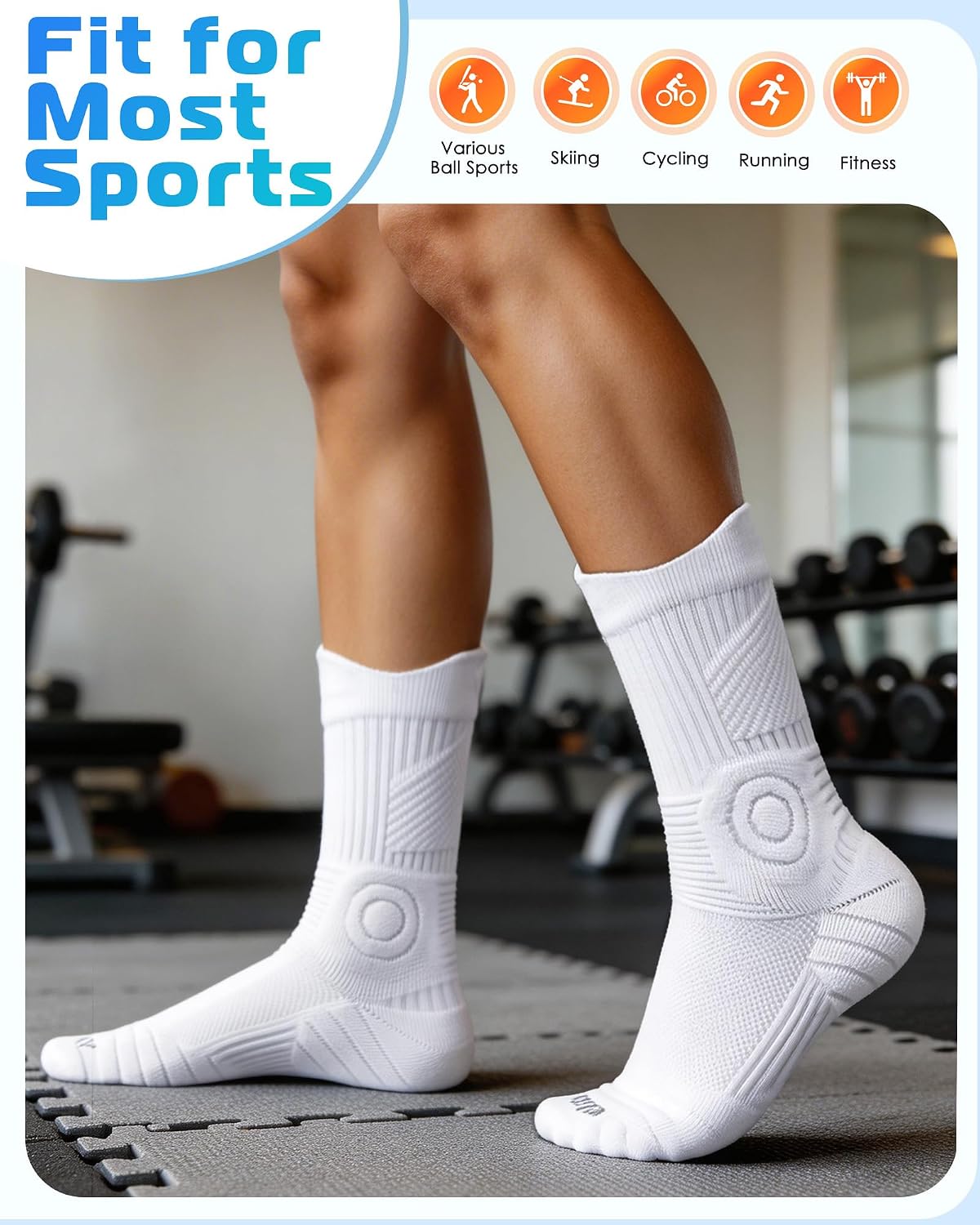 findway Compression Running Socks 3 Pairs, Anti-Blister Crew Socks All Day Dry Athletic Socks for Men and Women