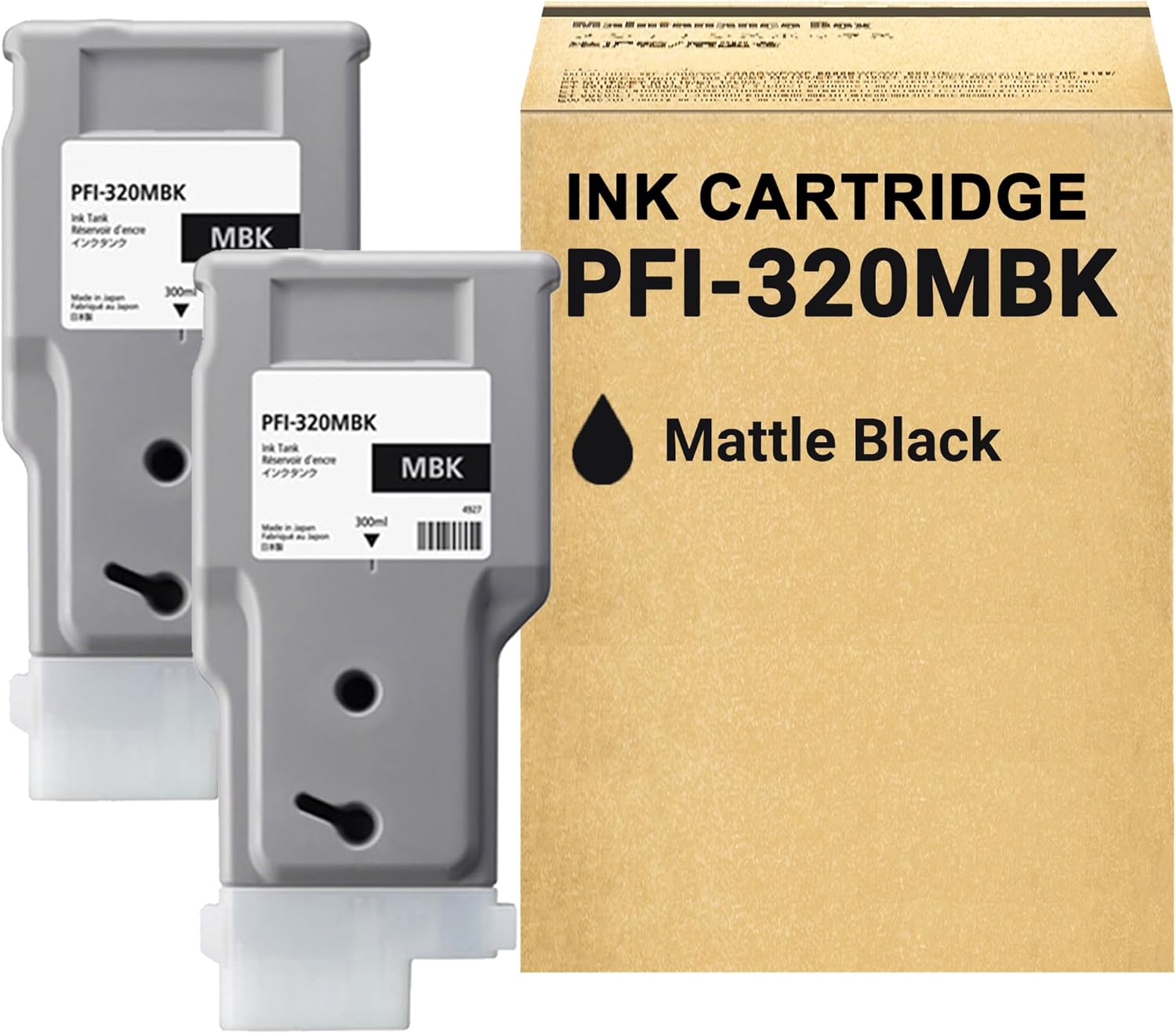 LCL Compatible PFI-320 PFI-320MBK Matte High Yield 300-ml Ink Cartridge (2889C001AA) Replacement for Canon PFI-320MBK GP-200 GP-300 TM-200 TM-205 TM-300 TM-305 TM-250 TM-255 TM-350 TM-355 (2-Pack)