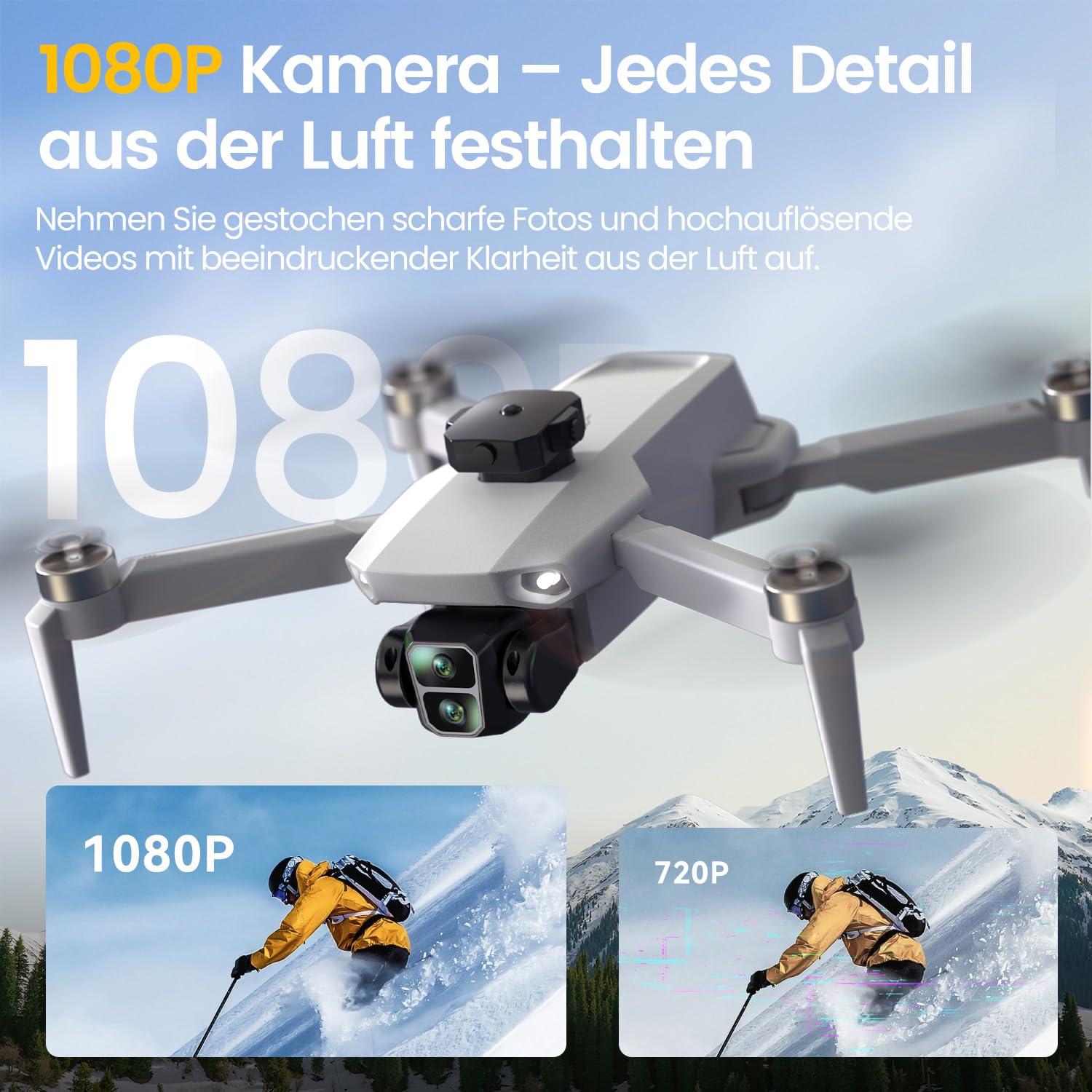 DEERC GPS-Drohne mit 4,3'' Bildschirm-Controller, 1080P Kamera, 32 Min Flugzeit mit 2 Akkus, Automatische Rückkehr, Für Anfänger, Jugendliche und Familien, Ideal für Outdoor-Spiel & Freizeit