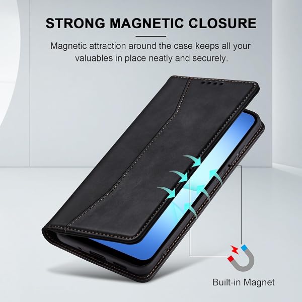 Jasonyu Jasonyu Flip Wallet Case for Samsung Galaxy A17/A26 5G,Leather Magnetic Folio Cover with Card Holder,Kickstand - TPU Shockproof Durable Protective Phone Case,Black in use
