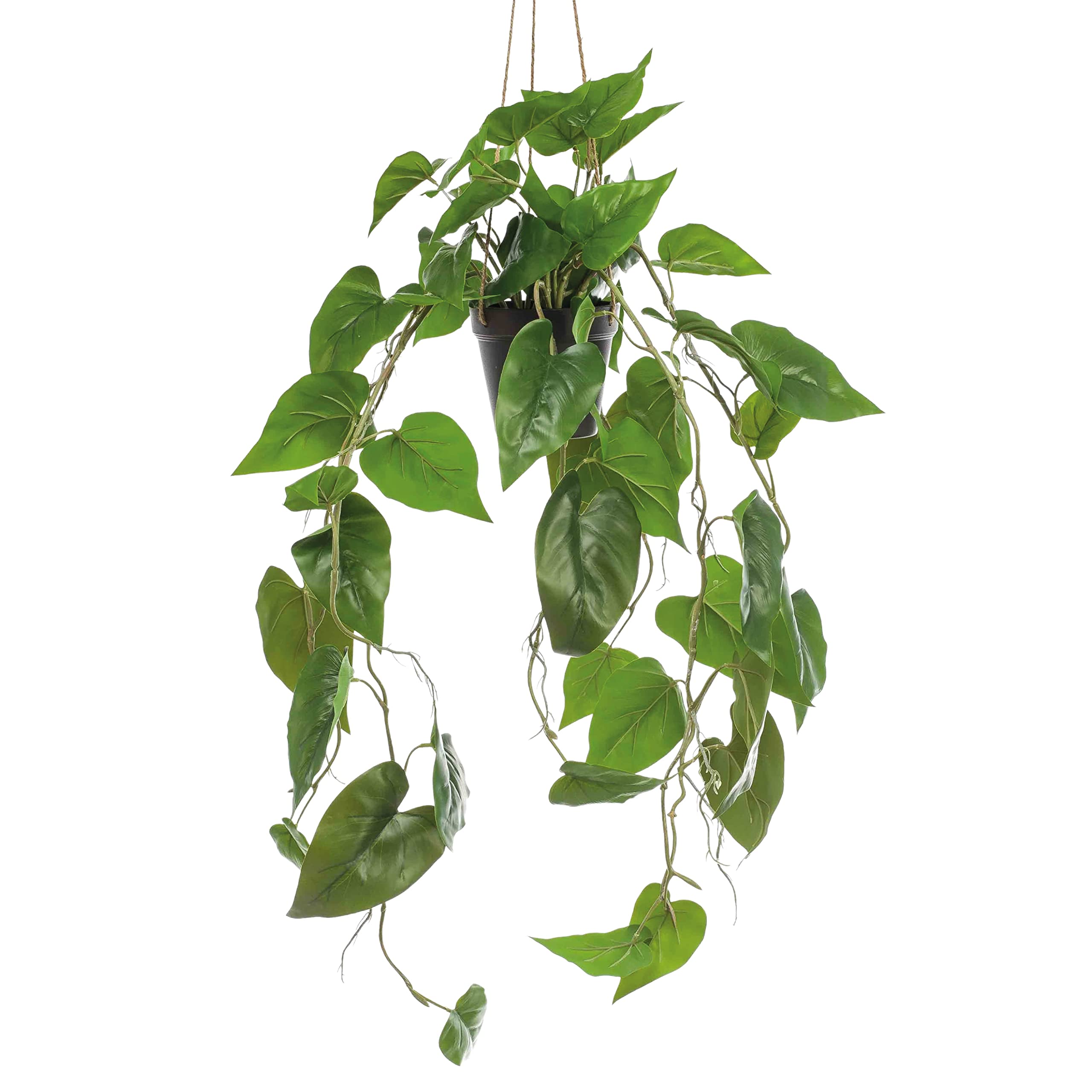 Blooming Artificial Green Plants Indoors In Pots, Faux Decorative Foliage, No Hassle, Easy Care, Perfect For Bringing Life To Indoor Spaces (Trailing Philodendron Scandens) (Green) (80Cm)