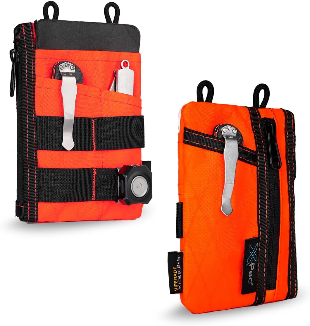 VIPERADE VE18N X-Pac EDC Pouch Tool Organizer, Multifunction Small Tools Pouch with 6 Pockets, EDC Organizer Pouch for Men, Slim Multitools Pocket Organizer for Everyday Carry-Orange
