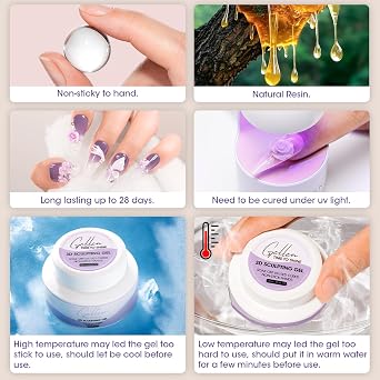 Gellen 30g White UV Cured 3D Sculpting Nail Gel Professional Non-Sticky Nail Art Gel for Creative Molding