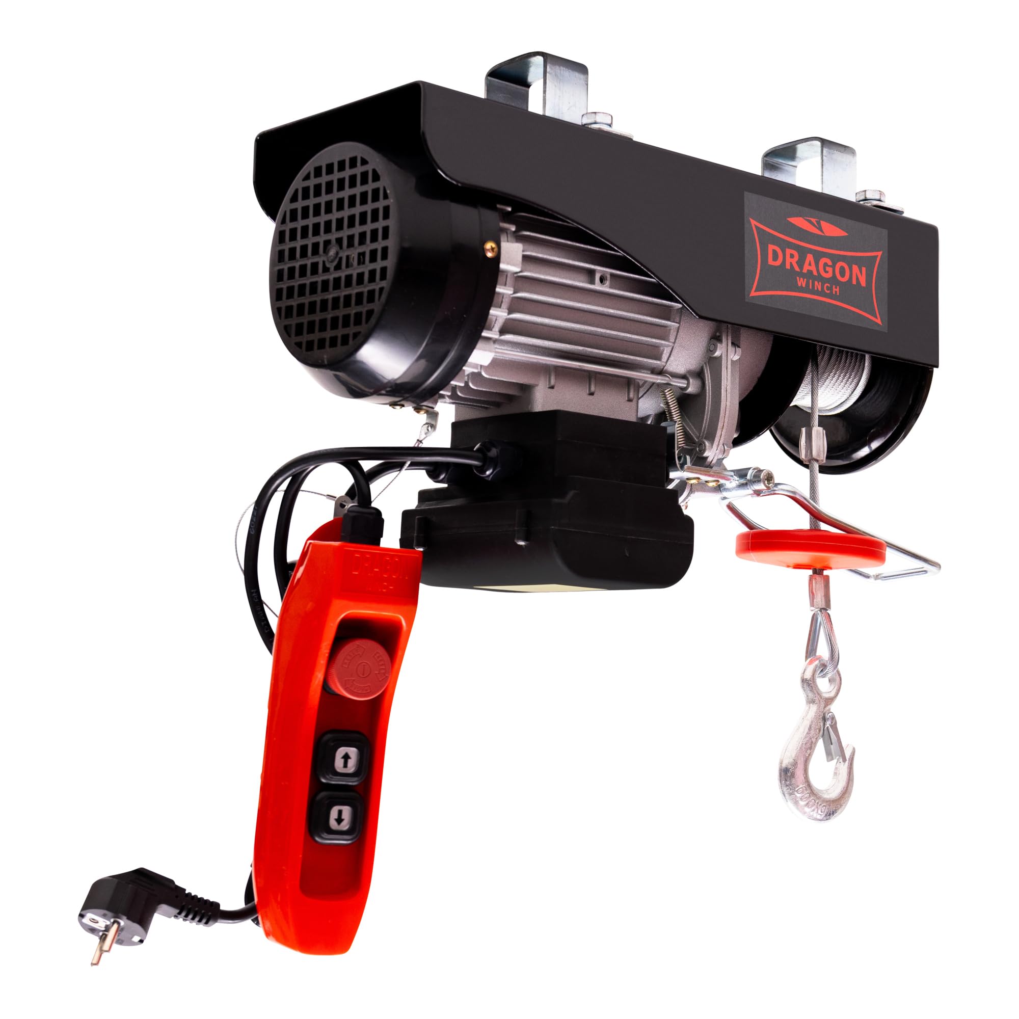 Dragon Winch - Seilwinde Elektrisch 600kg 230V, Motorwinde 1200W mit Kabelfernbedienung, Seilzug Elektrisch, Seilhebezug mit tragkraft 300kg–600kg Hubhöhe 12m