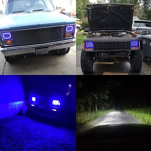 Miniatura 17 de Lpteso ROLINGER - 2 luces LED de haz sellado todoterreno Plug and Play H6054 7x6 5x7 con función de halo RGB compatible con Wrangler YJ XJ Cherokee