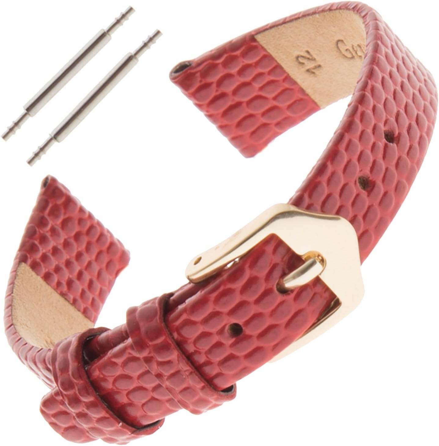 10-14mm Ladies Flat Lizard-Grain Calfskin Leather Watch Strap F40