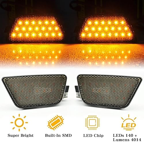 Miniatura 3 de Luz de Señal Lateral de Parachoques Frontal para Chevy Cruze 2011 2012 2013 2014 2015 Certificado DOT GM2551198N 42334144 42334145 (Lente Ahumada