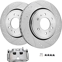 Vista 89 de Detroit Axle - Rotores de freno delantero para Chrysler 300 Dodge Charger Challenger Magnum, reemplazo de rotores de freno de disco: rotor delantero