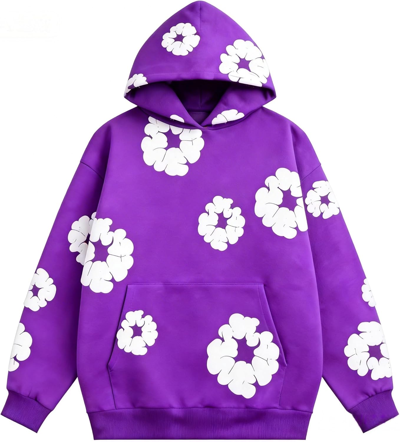 Oversize Y2K Foam Print Hooded Sweatshirt - Trendy Cotton Blend for Unisex Fashion Enthusiasts
