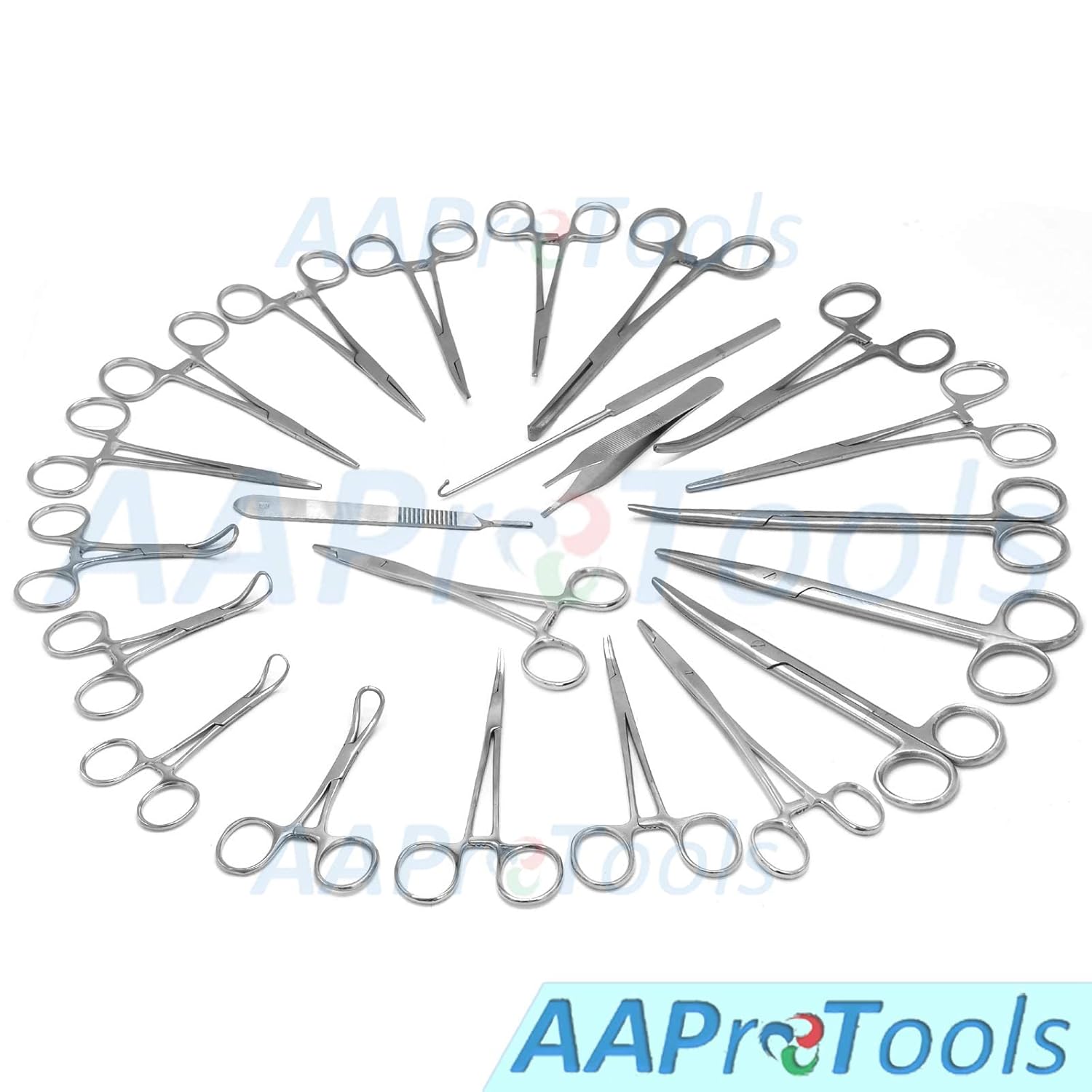 82 Pcs Premium German Grade Stainless Veterinary Instruments Set -include Kelly Forceps Mosquito Forceps Carmalt Towel Clamp Mayo Metenbaum, Mayo Scissors-spay Pack Set (AAProTools Brand) A