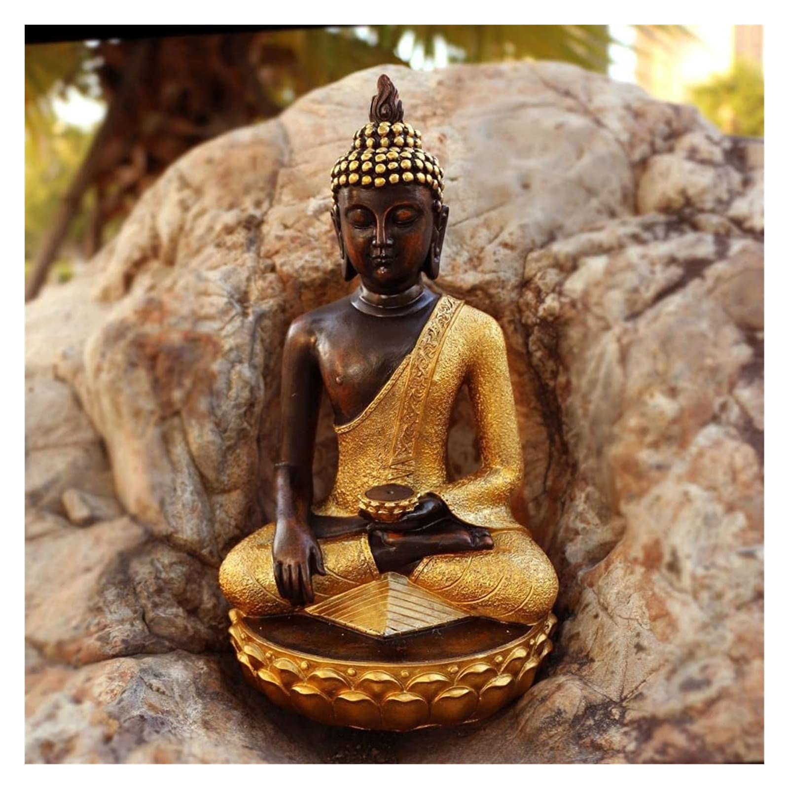 RLKHXBS Adorno de jardín de Mesa Zen Resina Buda Decoración de Oro Tathagata Buddha Entrada de la Suerte Tathagata Buddha