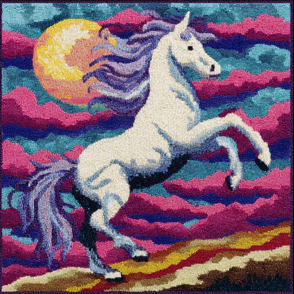 AxiangziK Latch Hook Embroidery Kit,Horse DIY Throw Cushion Cover 43X43Cm