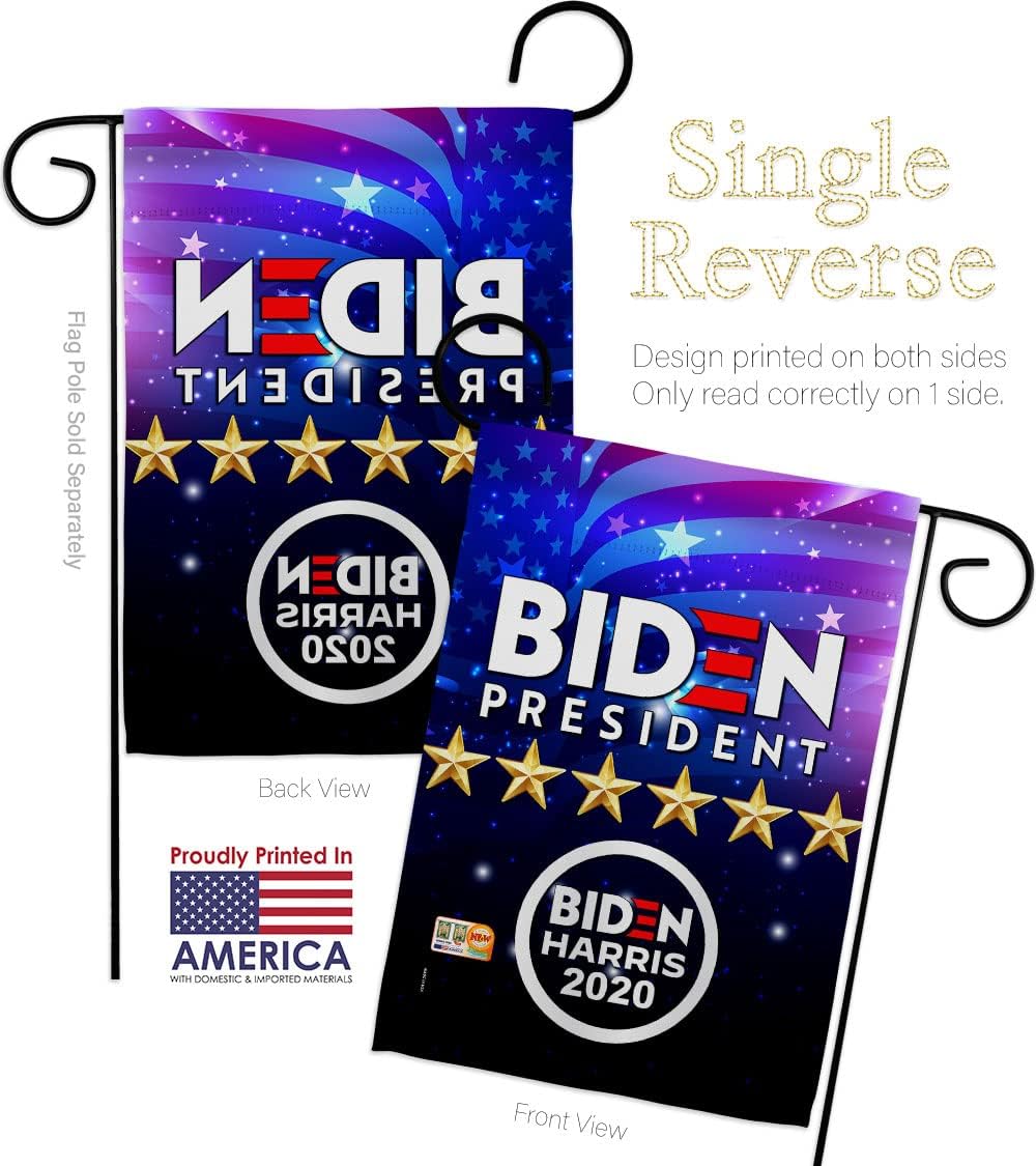 Biden Harris Garden Flag Set Wall Holder Patriotic President Democrat Republican Tea Party United State American Election Small Gift Yard House Banner Made In USA 13 X 18.5