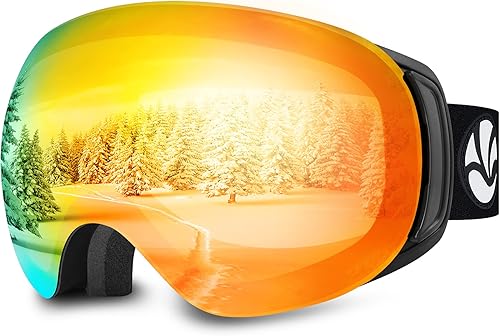 VANRORA Gafas de esquí, gafas de snowboard, sistema de bloqueo magnético y clip, lente intercambiable