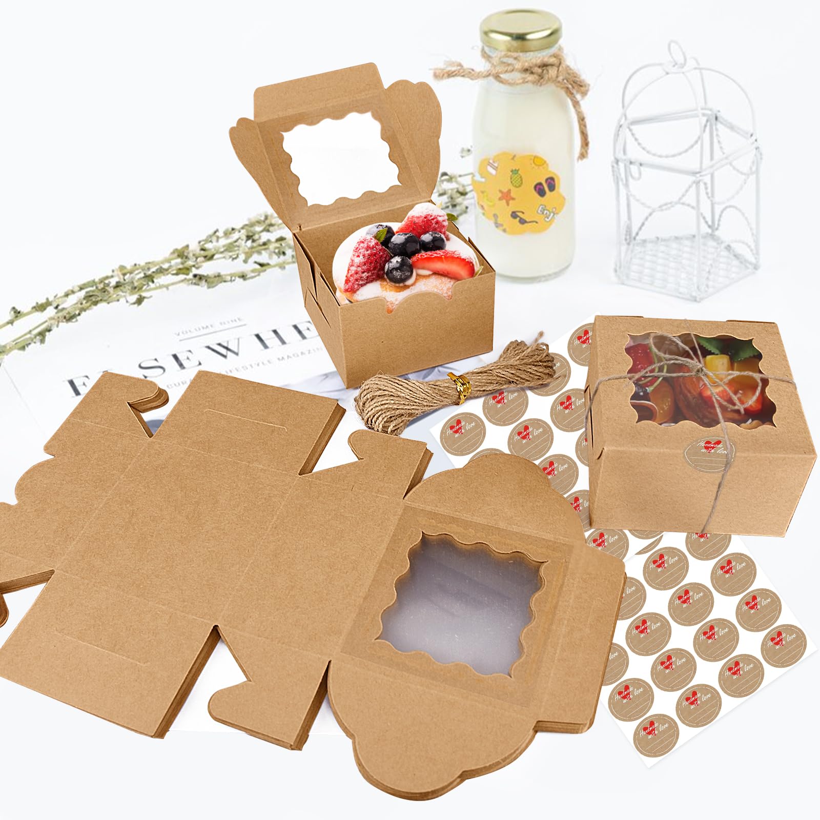 20 Cupcake Boxen Aus Kraftpapier - Mit Sichtfenster Für Backwaren & Geschenke