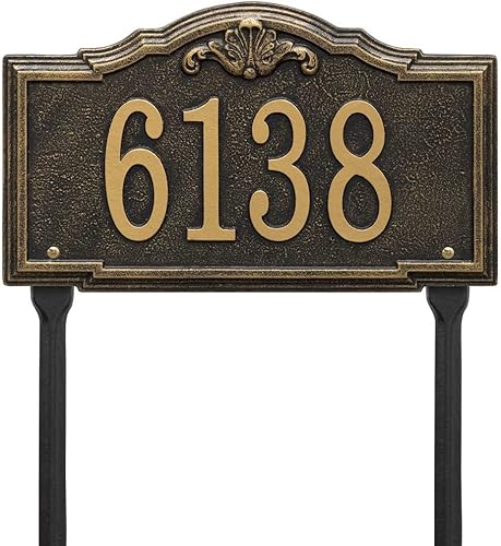 Miniatura 1 de Comfort House Letrero de dirección personalizado para patio con estacas de césped, placa de metal para dirección fabricada en Estados Unidos