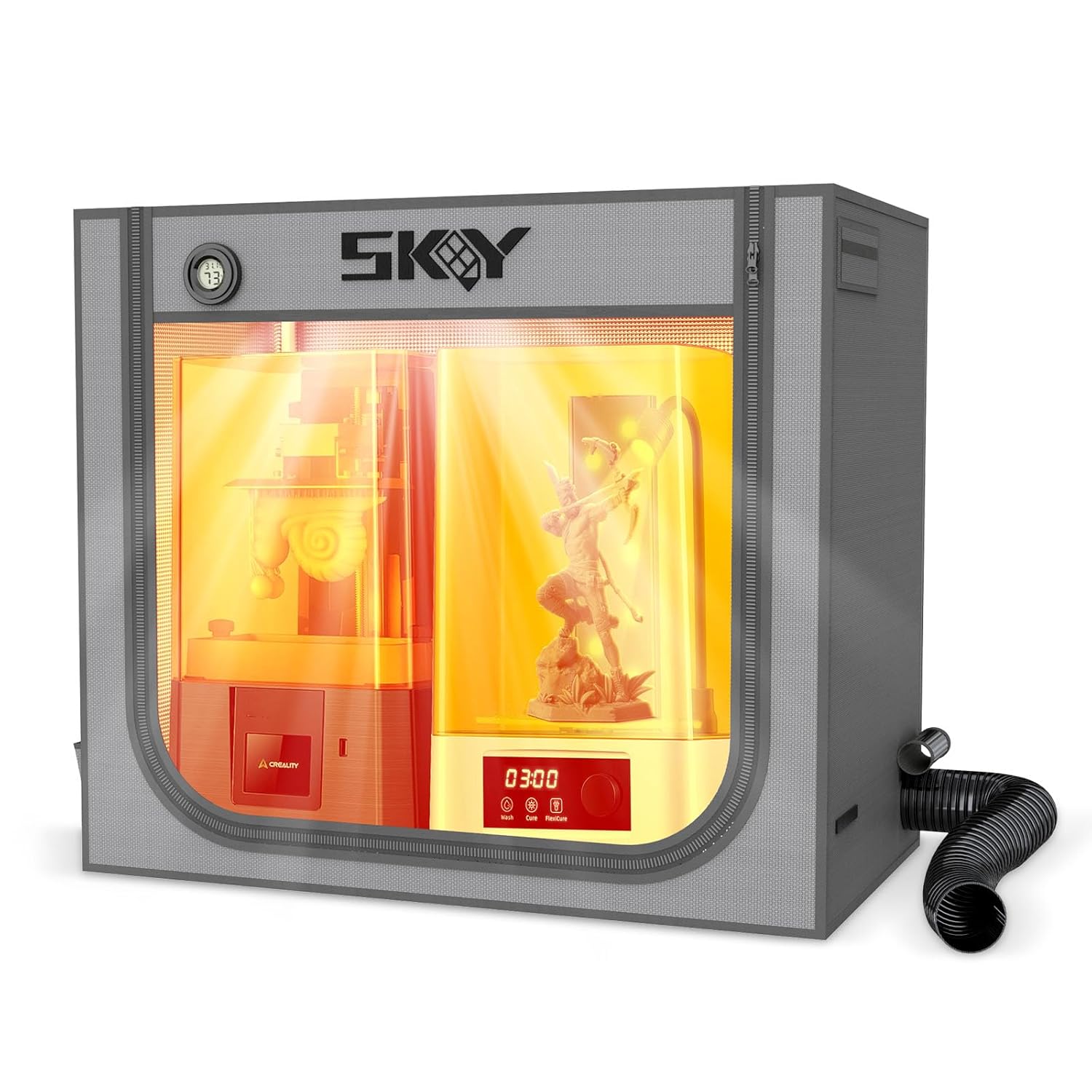 Large Resin 3D Printer Enclosure with Ventilation Kit LED Light, 3D Printer Vented Enclosure Tent Cover Eliminate Odors Dustproof Isolate Noise Compatible with LCD Resin UV 3D Printer 33*18.9*28.7Inch