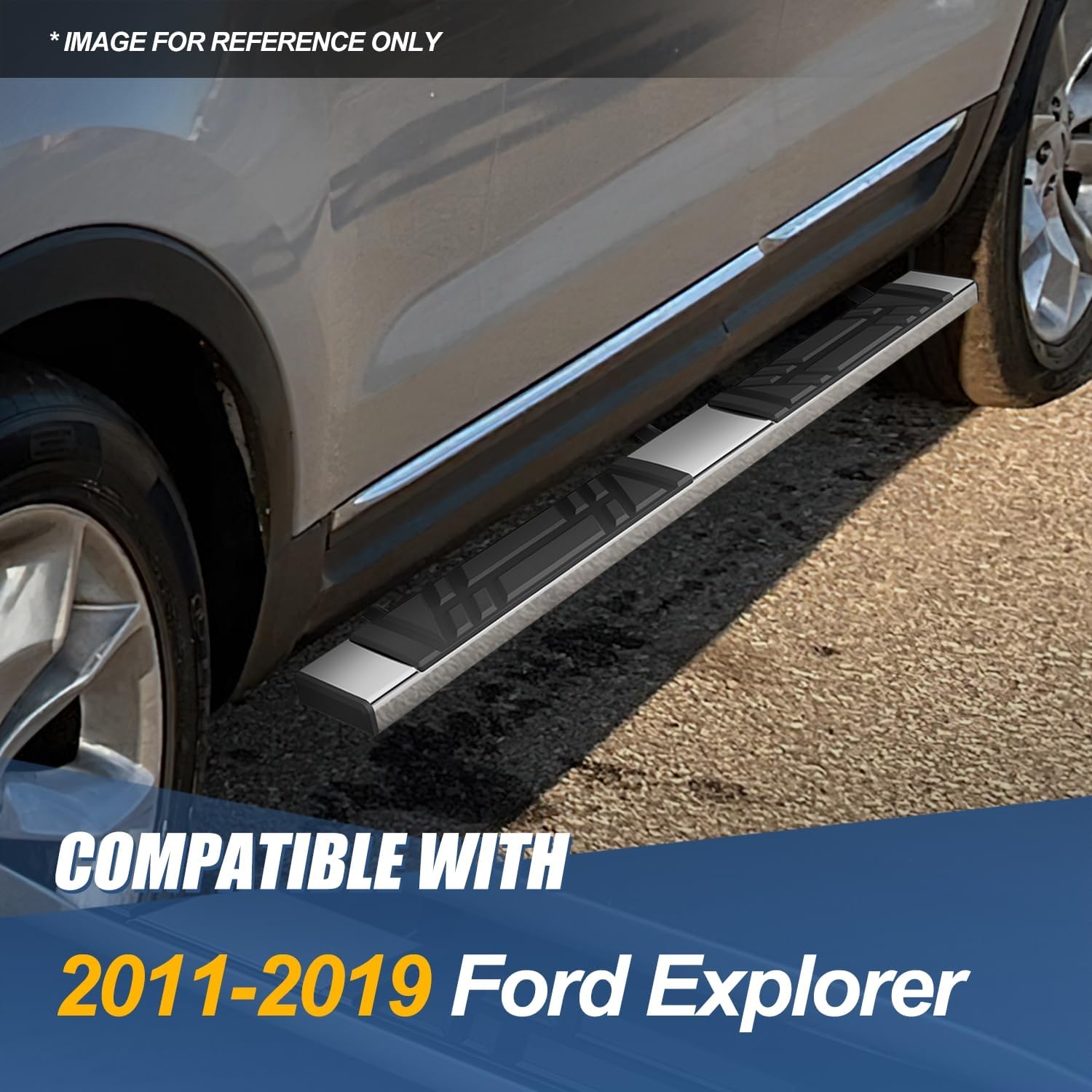 Auto Dynasty Running Boards Compatible with 2011-2019 Ford Explorer, Stainless Steel Side Step Rail Nerf Bars, 6.5" Step Bars, Polished Chrome 12 13 14 15 16 17 18