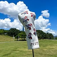Vista 7 de Cubiertas para cabeza de golf, cubierta para driver, cubierta para madera 3, cubiertas para cabeza de híbrido, bordado, bandera estadounidense