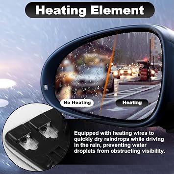 Left Heated Wing Mirror Glass Replacement for VW Golf MK7/MK7.5 2013-2020, Door Mirror Glass with Support Plate, Compatible with Touran L 2016-2018 and Lamando 2015-2018