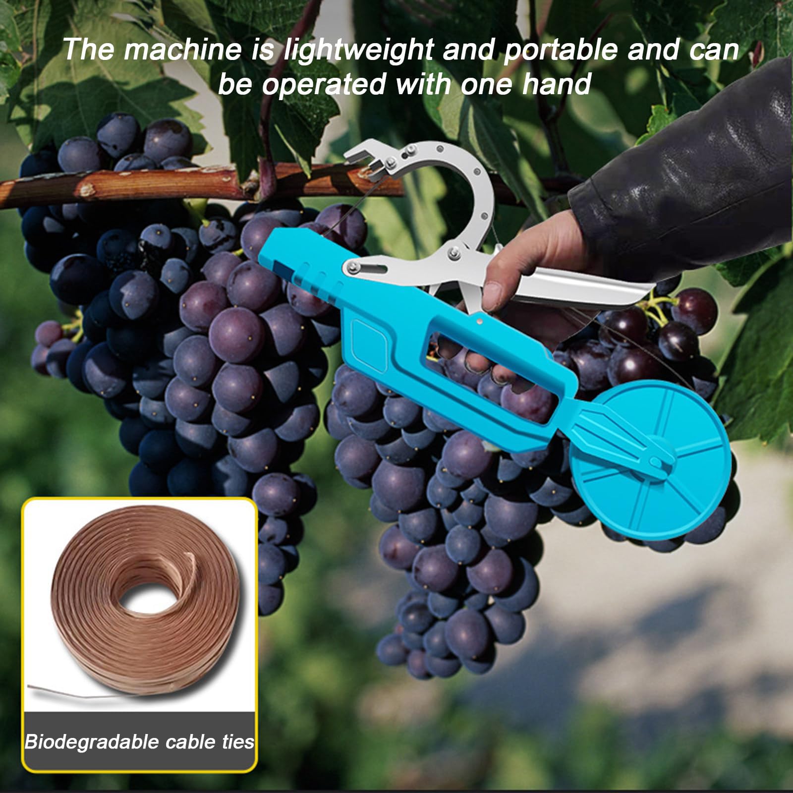 Máquina Atadora Eléctrica, Herramienta de Atado para Viñas con Baterías 2000mAh, Diámetro de Rama 5cm, Atadora de Plantas para Jardín y Viñedo, Uvas, Tomates, Pepinos y Flores