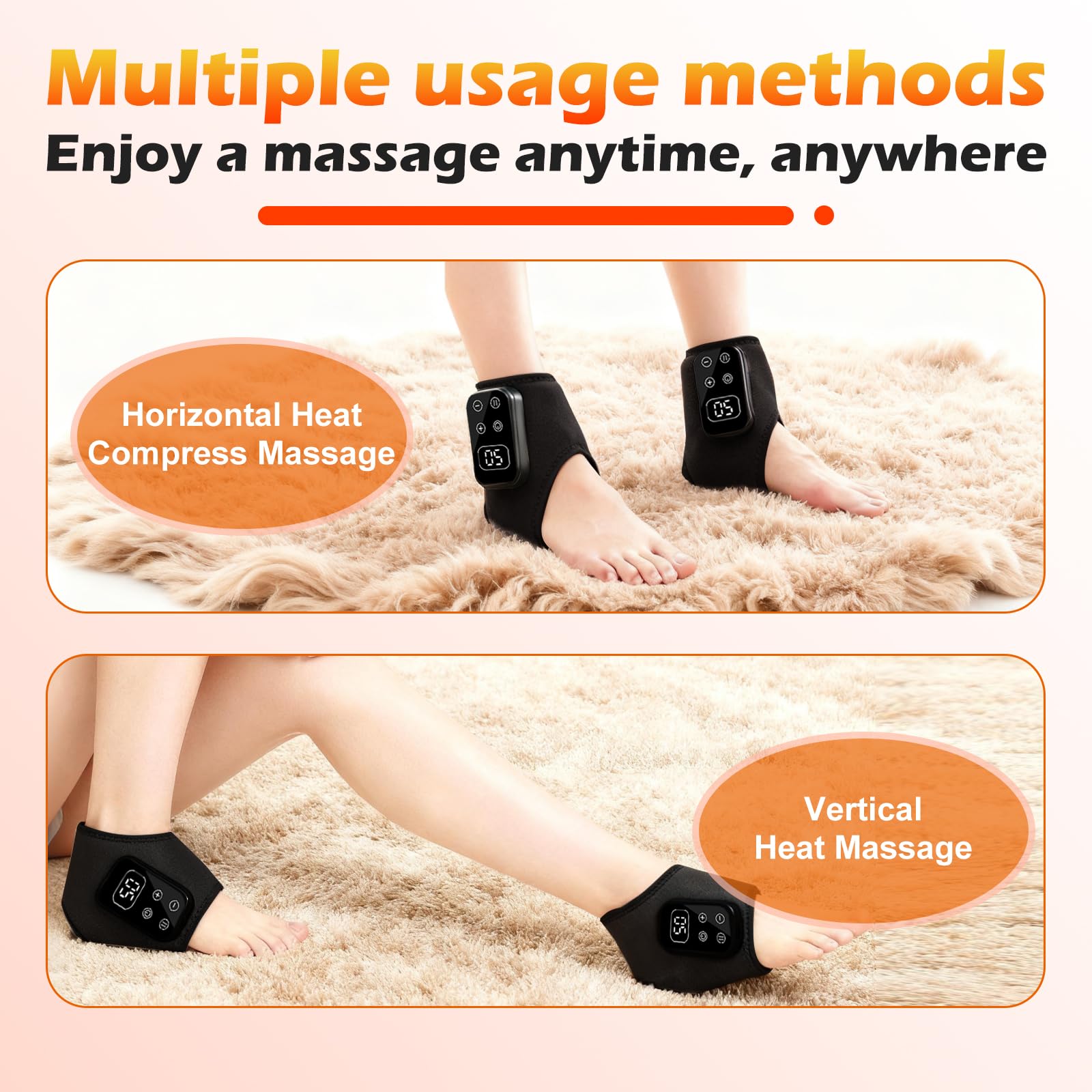 Foot Massager,Foot Revive Massager with 5 Vibration Mode,6 Heat Leavel for Both Father and Mother, Wireless & Portable (2pcs) - 4