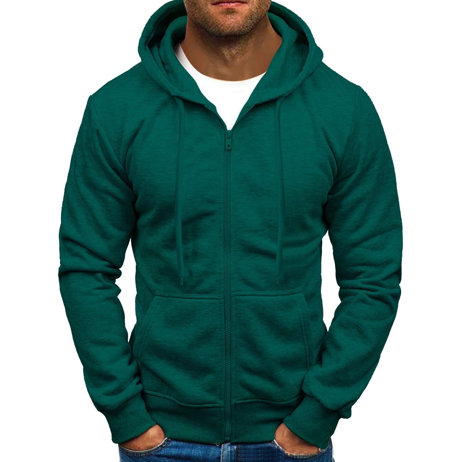 Sweat à Capuche épais Personnalisable Pour Hommes - Polaire Imprimée Graphique, Fermeture éclair - 2