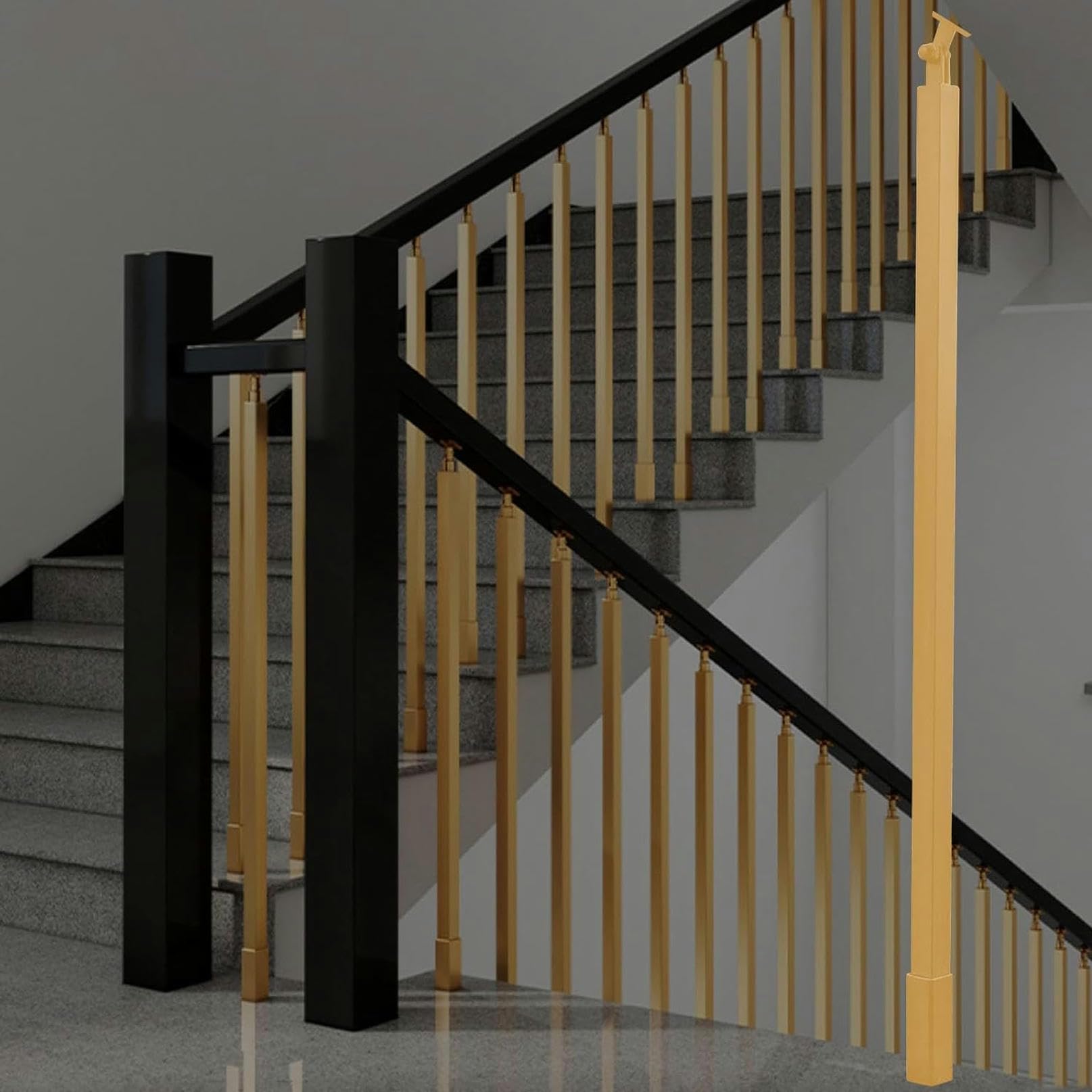 Système de balustrade carré en métal pour escalier de villa et balcon avec support inclinable