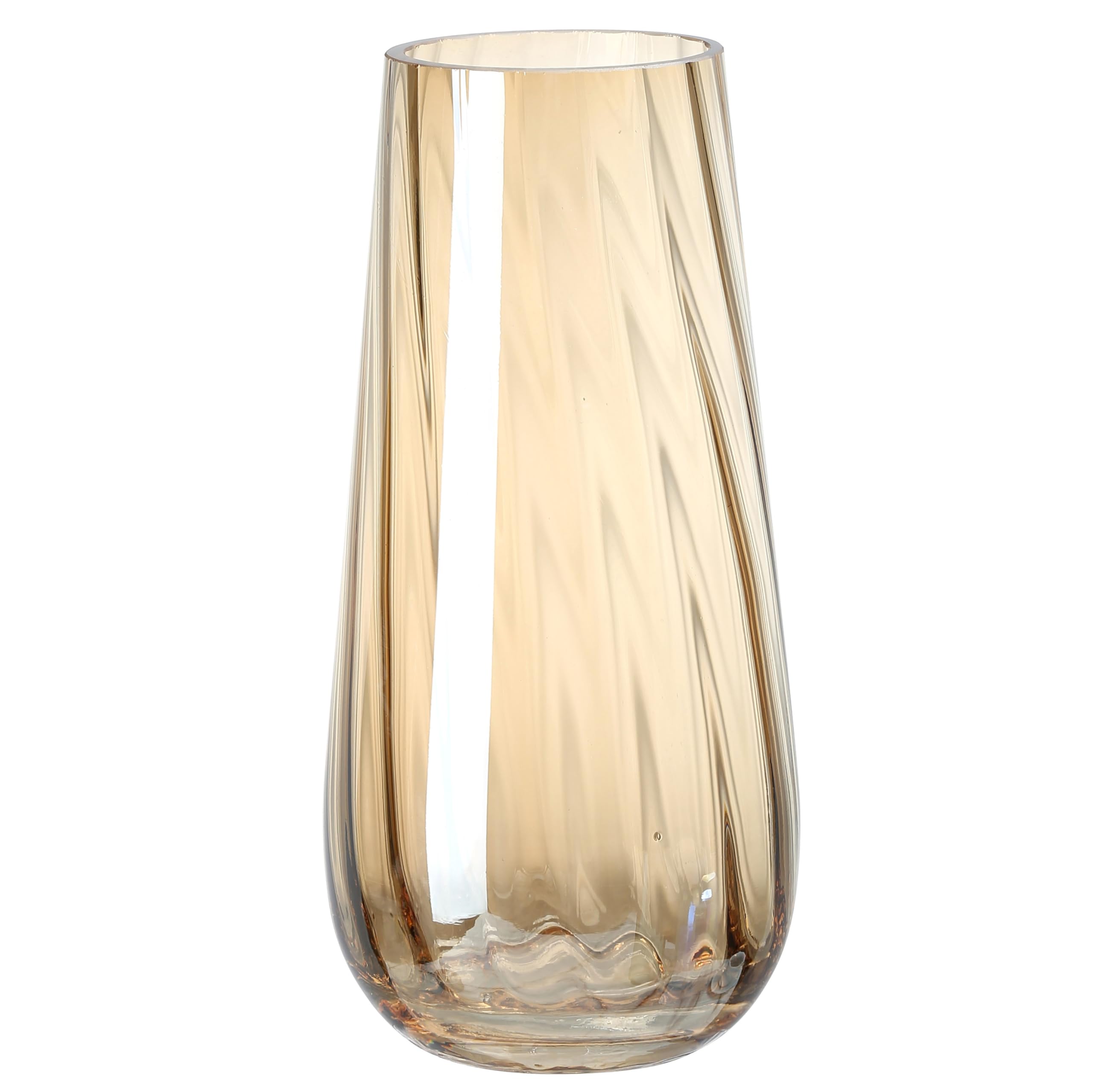 Moderno jarrón de cristal grande de 9.8 pulgadas de alto, jarrones ámbar para flores, centros de mesa y detalles decorativos, jarrón alto para decoración de mesa de oficina y hogar