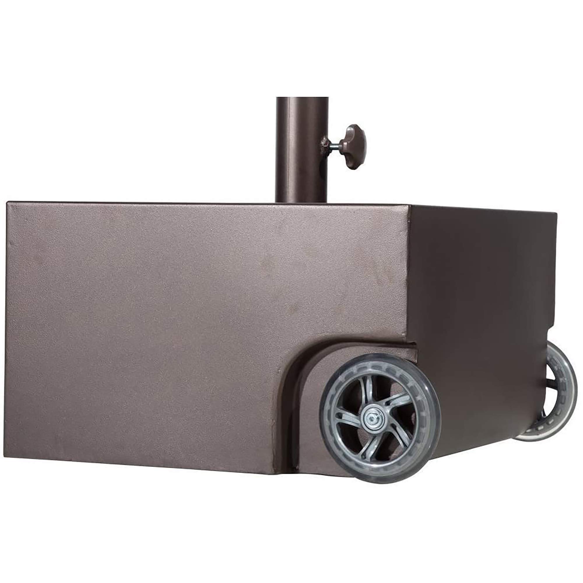 Amazon Com Abba Patio Umbrella Base Heavy Duty Steel Patio Outdoor Umbrella Base Stand Weight With Two Wheels Steel Planter 17 7l X 17 7w X 10 2h Inch Garden Outdoor