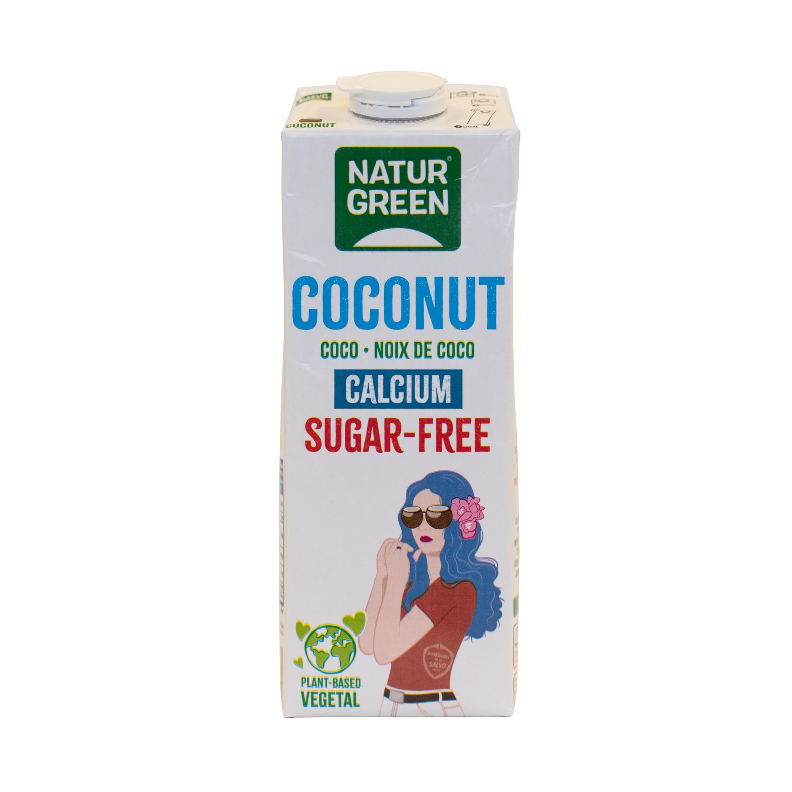 NaturGreen Coconut Calcium Sin Azúcar, Bebida Vegetal de Coco con Calcio Añadido, Vegano, Sin Gluten, Sin Lactosa, 1L