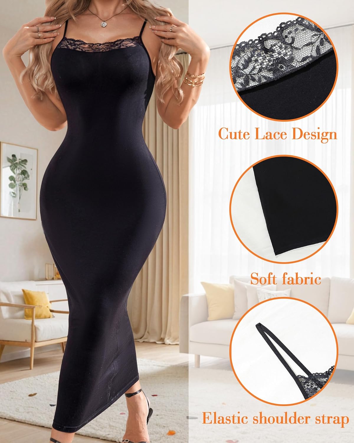 Shapewear Slips Dresses Full Slip Dress for Women Tummy Control Body Shaper Slip - Image 4