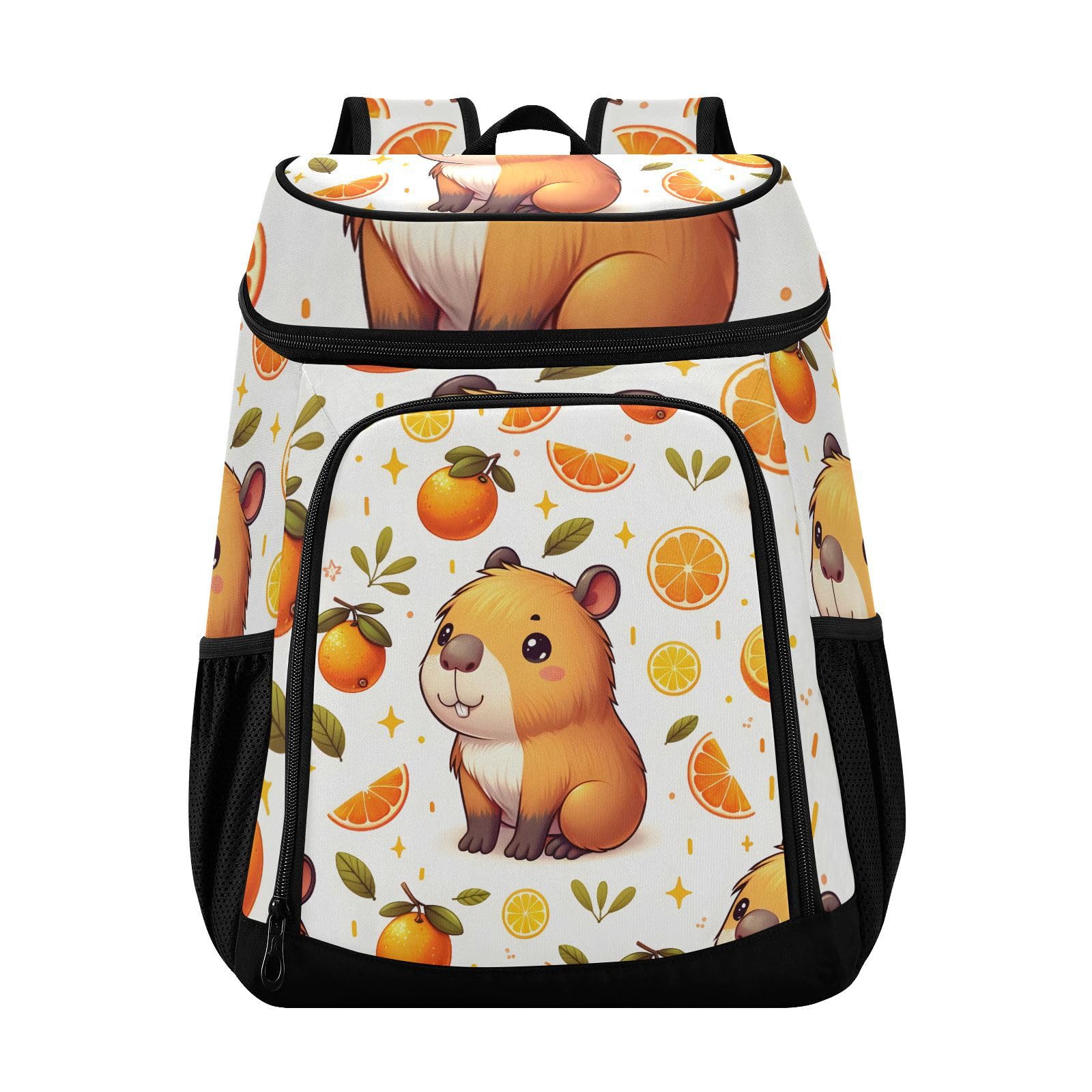 Funny Capybaras Orange Cooler Backpack Cooler Insulated Leak Proof Lunch Backpack 36 Cans Waterproof Soft for Men Women Picnic Hiking Camping Beach