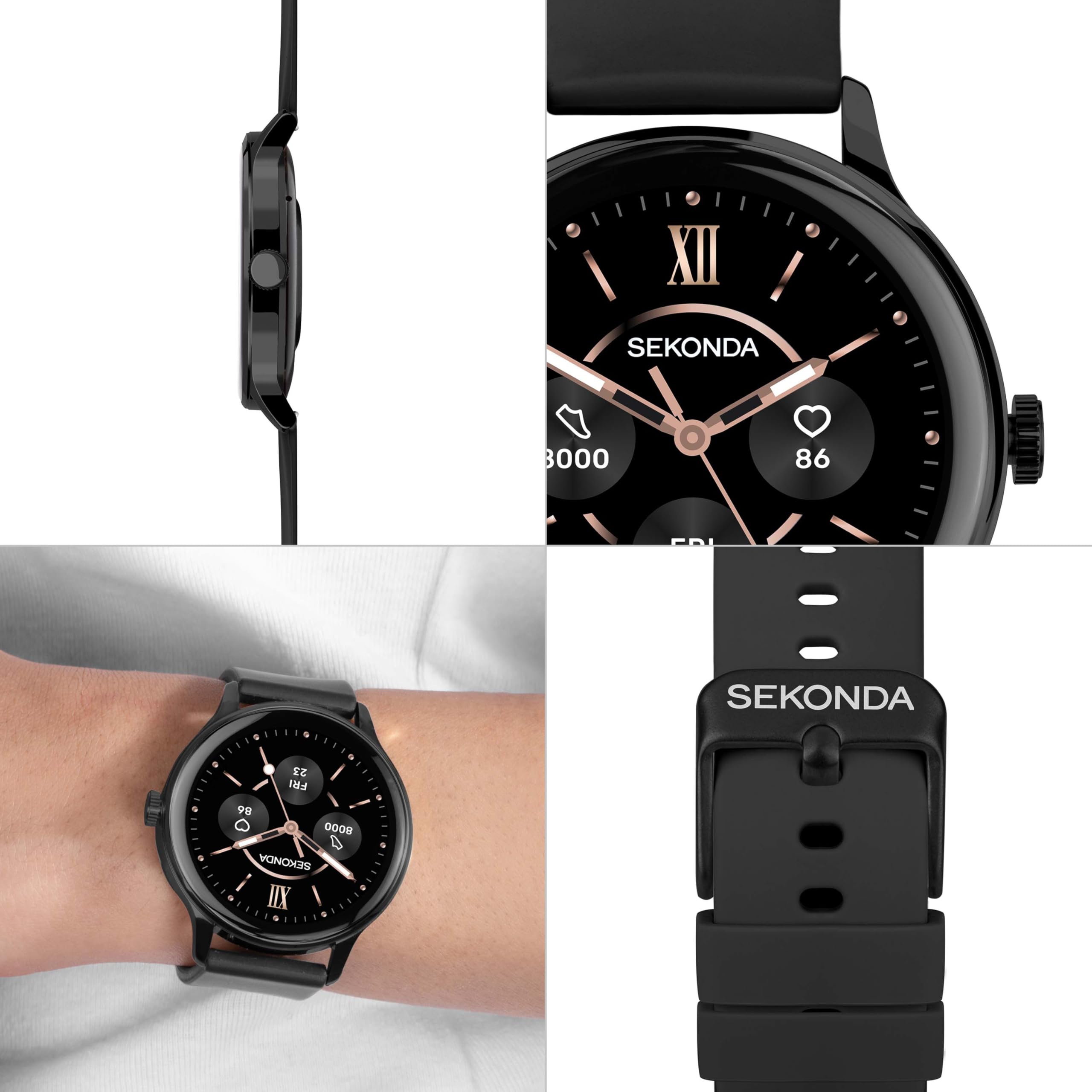 Sekonda Reloj inteligente Flex Plus de 42 mm, negro, 42mm, Correa