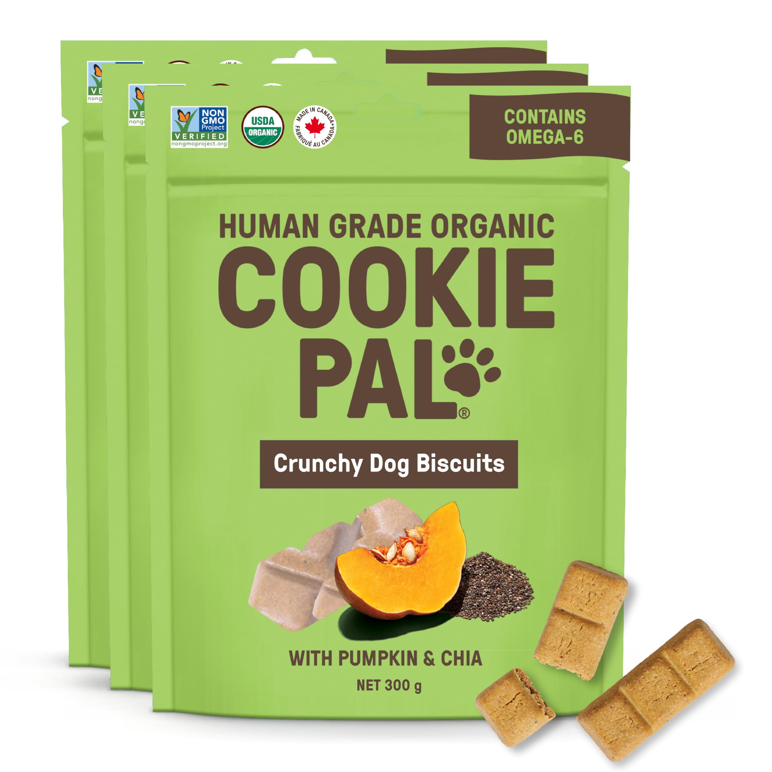 CookiePal Organic Pumpkin & Chia Dog Treats, Made in Canada