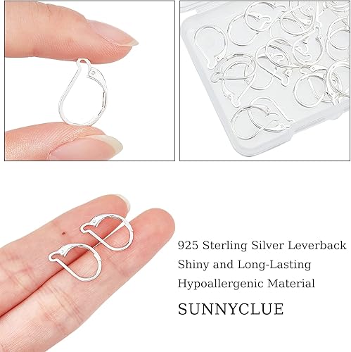 Miniatura 65 de SUNNYCLUE 1 caja de 80 ganchos para aretes chapados en oro real de 18 quilates, de acero inoxidable con cierre de palanca, aros de palanca para 80