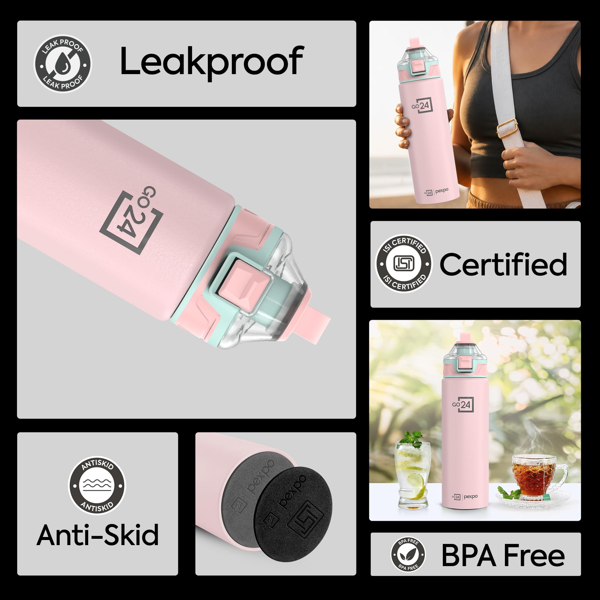 Go24 pexpo Stainless Steel Water Bottle with Sipper Cap - 800ml — Amazon image 9