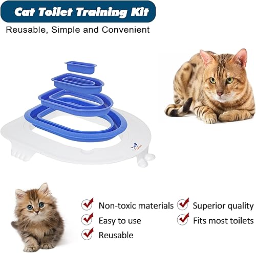 Miniatura 3 de FIFIPETS Kit de entrenamiento de inodoro para gatos, caja de arena de plástico reutilizable (conexión mejorada a la superficie del inodoro),