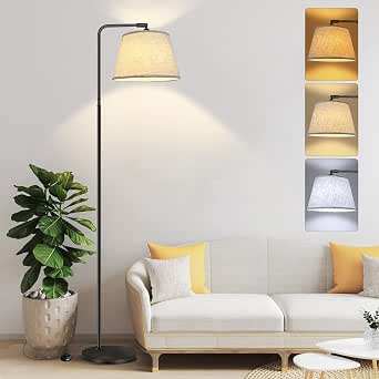 Lampada da terra a LED curva per soggiorno, lampadina E27, diametro 33 cm, adatta per soggiorno, camera da letto, hotel, asta nera + paralume marrone | Leroy Merlin