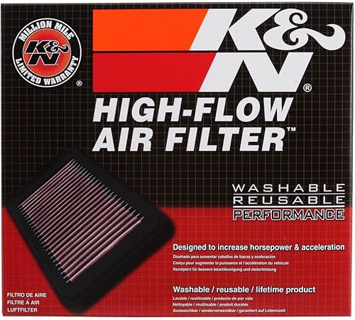 Miniatura 2 de K&N Filtro de aire del motor: reutilizable, limpia cada 75,000 millas, lavable, Premium, Filtro de aire de repuesto para automóvil: Compatible con
